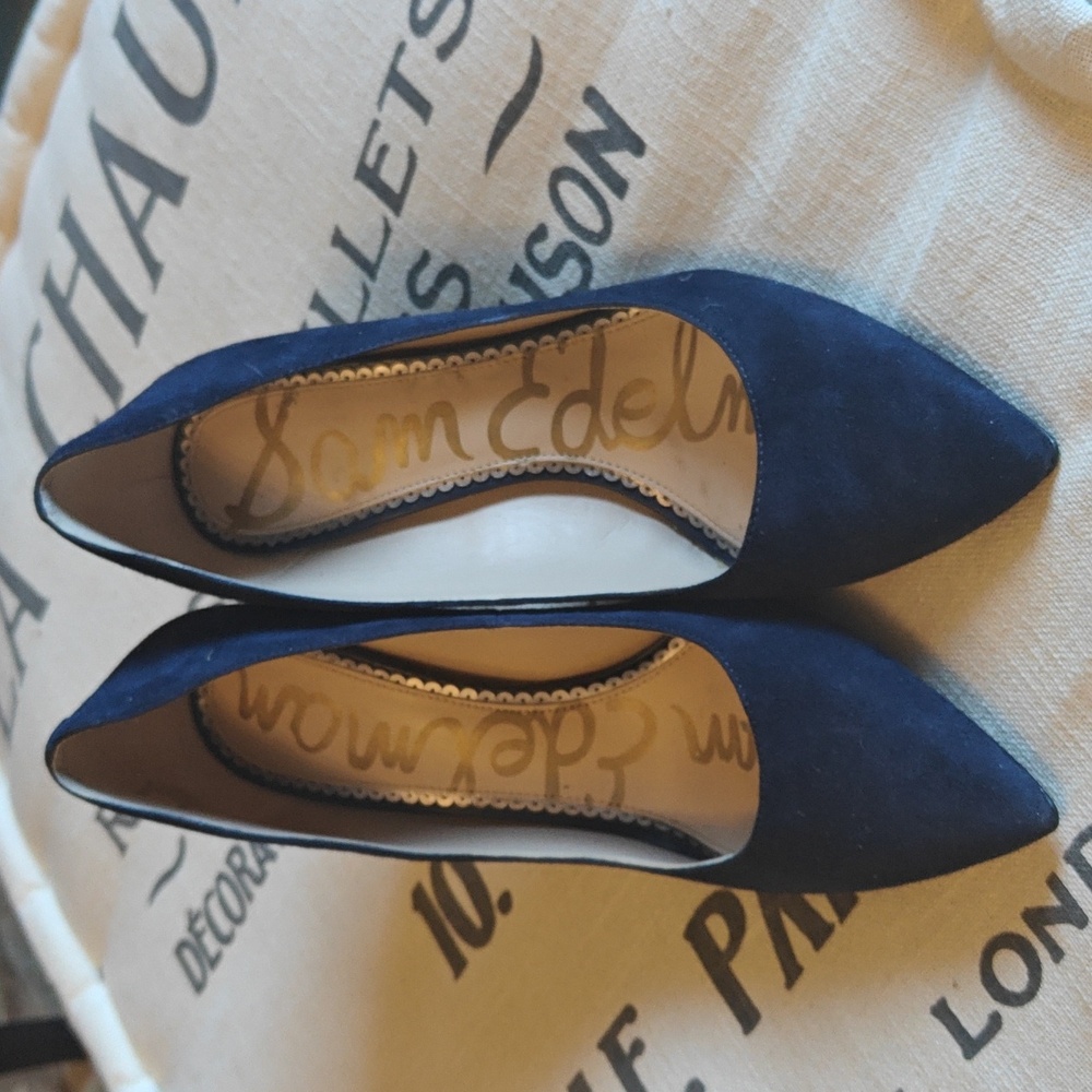 Sam Edelman Navy Suede Pump Heels 8 Hazel